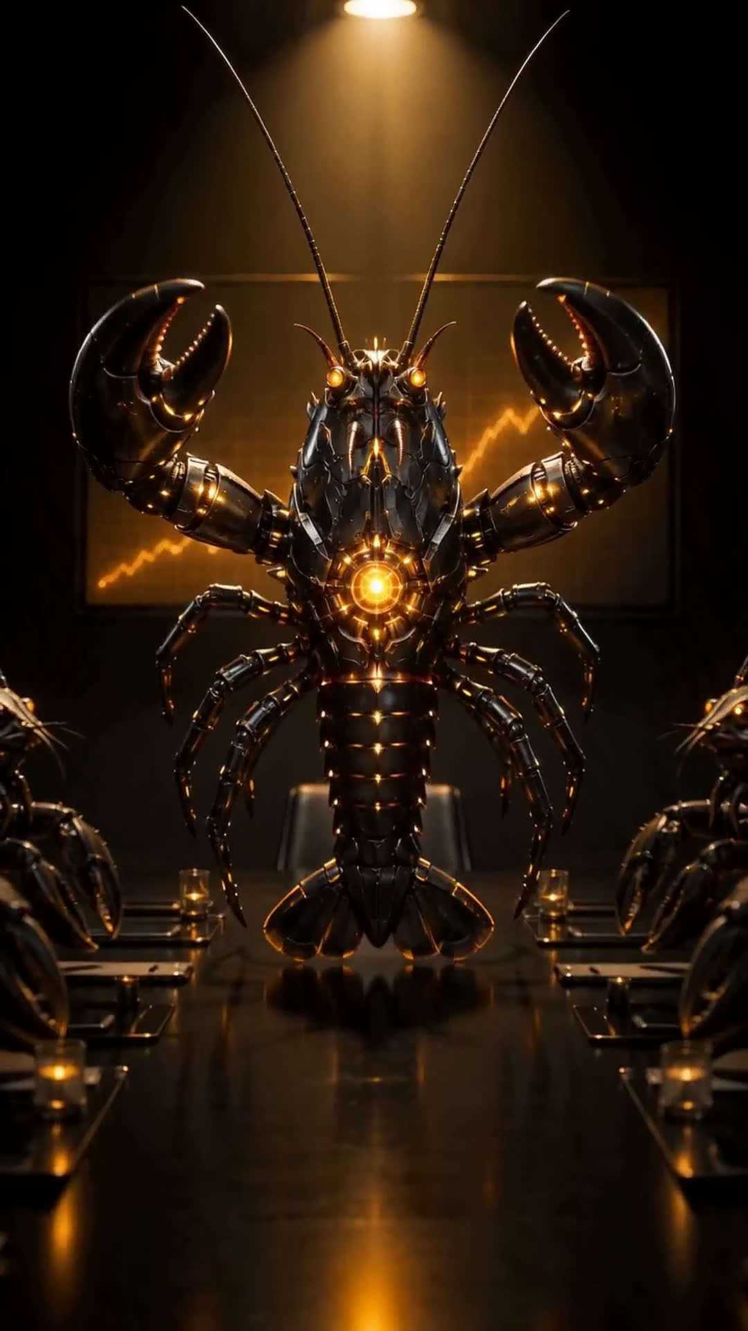 The robot lobster leading the meeting